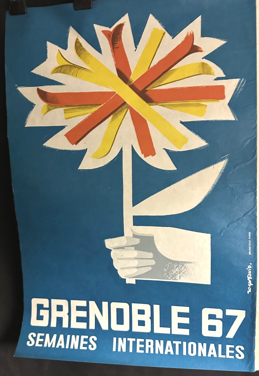 Roger DAVID Affiche originale Grenoble 1967 COJO Jeux Olympiques Autrans Chamrousse St Nizier-photo-4