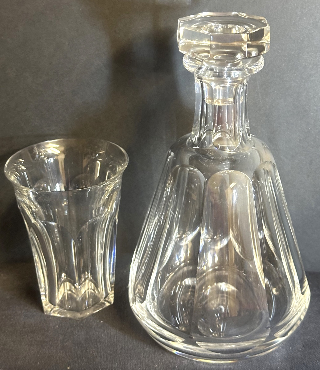 Baccarat Talleyrand Pattern, Eight Whisky Glasses And Their Crystal Decanter Signed Harcourt /1-photo-5