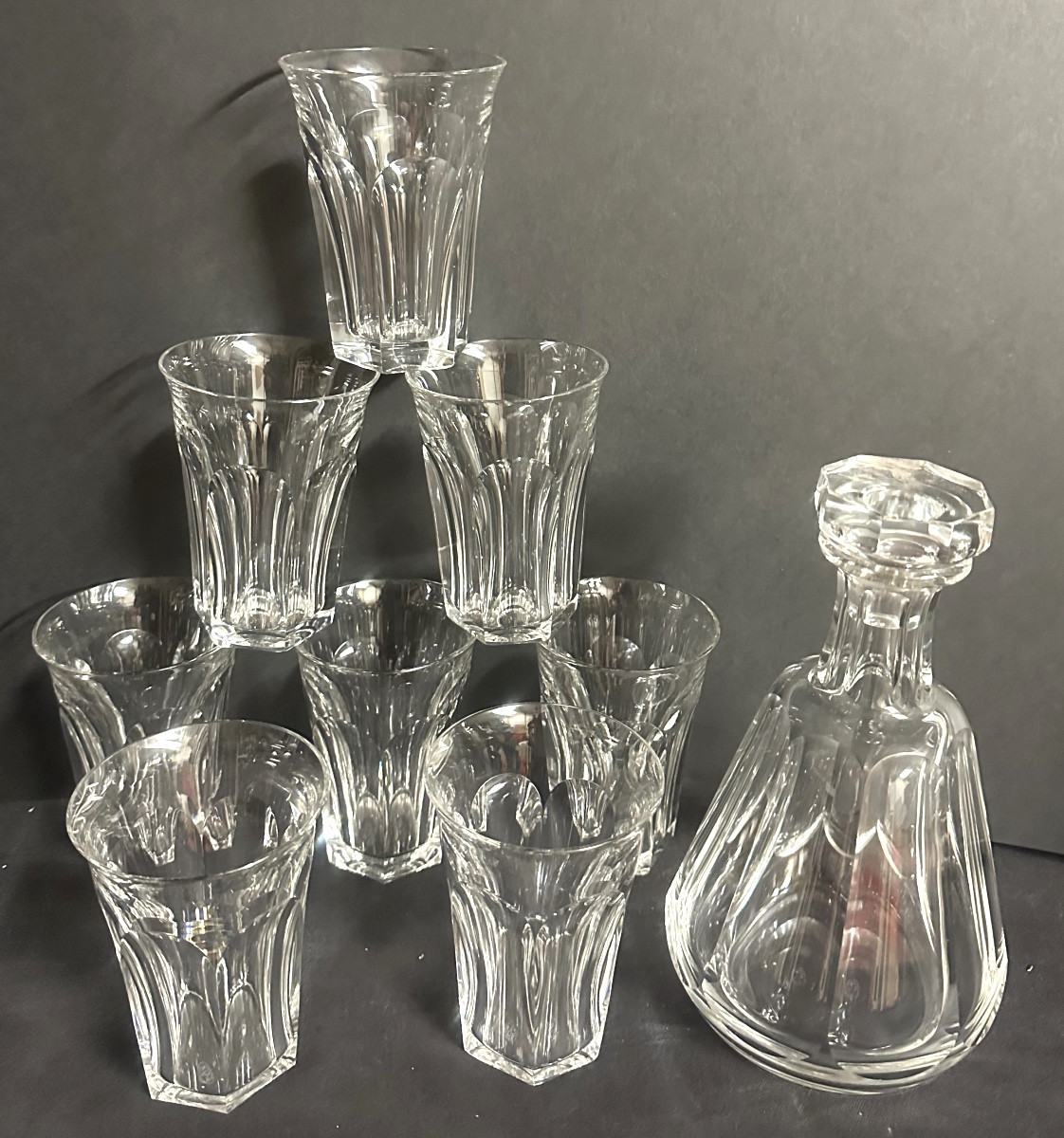 Baccarat Talleyrand Pattern, Eight Whisky Glasses And Their Crystal Decanter Signed Harcourt /1