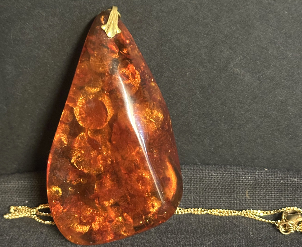 Antique Baltic Amber Necklace And Chain, From The Collection Of A Jeweler/goldsmith In Ardèche /1-photo-4