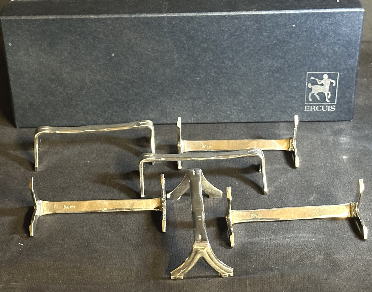 ERCUIS orfèvre Porte couteaux en écrin comme neufs Art Deco Métal argenté design-photo-4