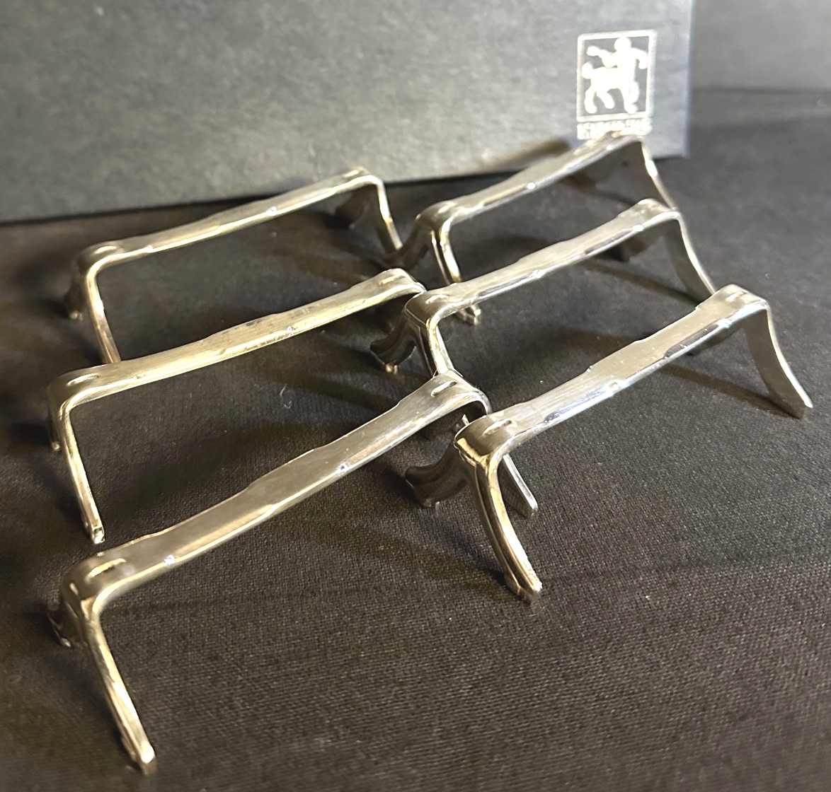 ERCUIS orfèvre Porte couteaux en écrin comme neufs Art Deco Métal argenté design