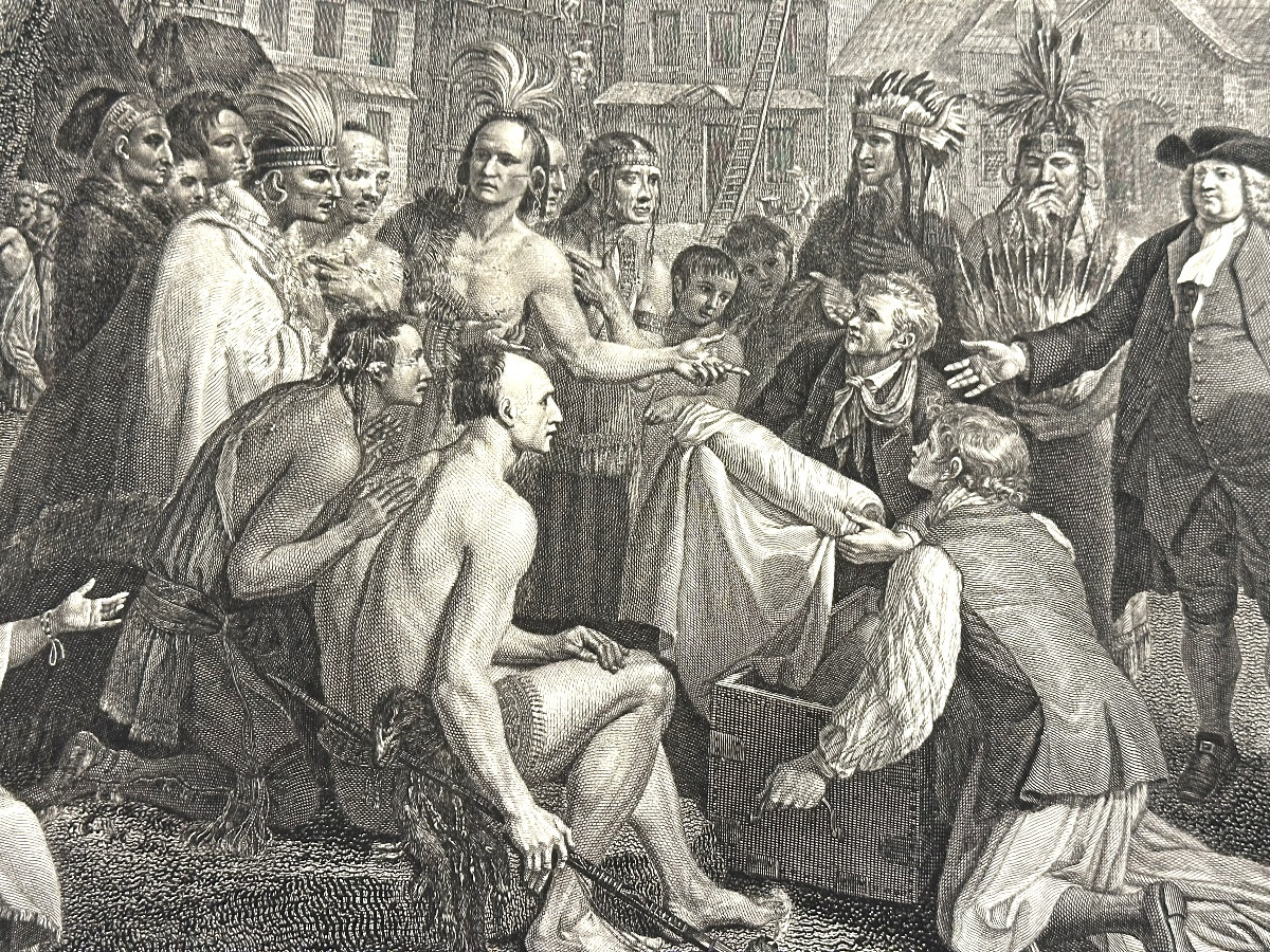 Print1775 Treaty Of William Penn With Indians In America, Pennsylvania, 1681, Usa, Museum.-photo-2