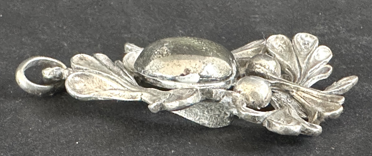 Altesse Jewelry Necklace Pendant In Silver-plated Metal And Hemispherical Crystal /2-photo-4