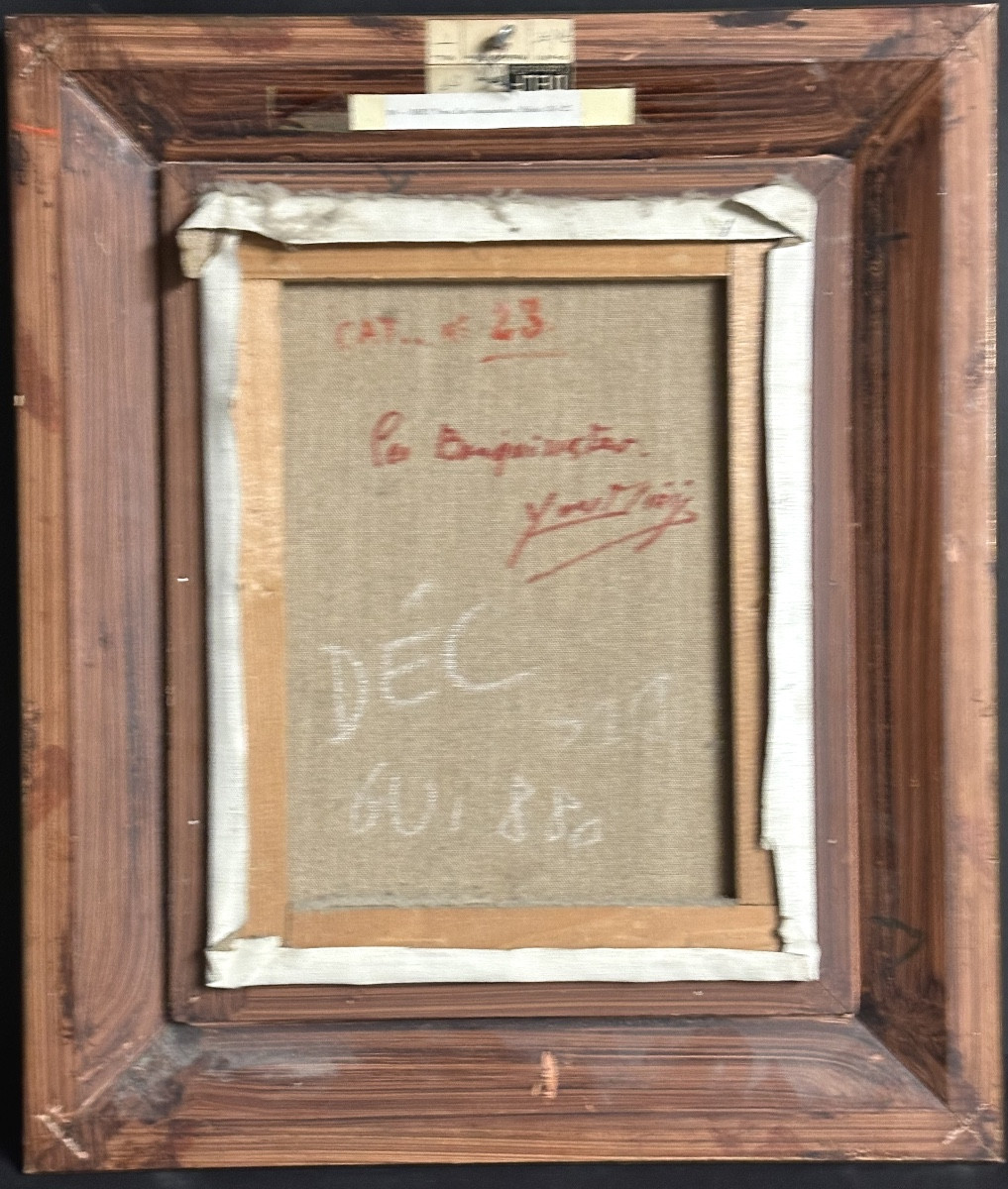 Yves Diey 1892-1984 Oil On Canvas, The Booksellers And Notre Dame, Paris, Delft Frame-photo-1