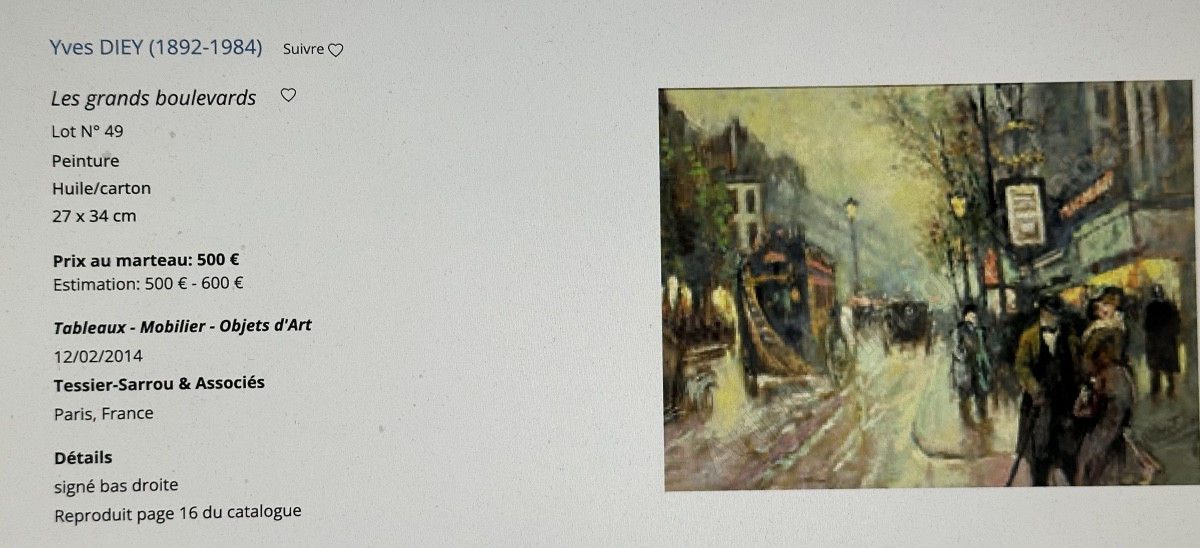 Yves Diey 1892-1984 Oil On Canvas, The Booksellers And Notre Dame, Paris, Delft Frame-photo-3