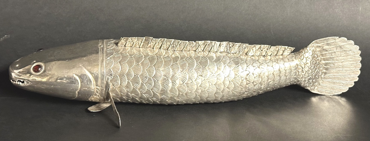 IMPORTANT poisson articulé en argent 37cm 634 gr judaïca