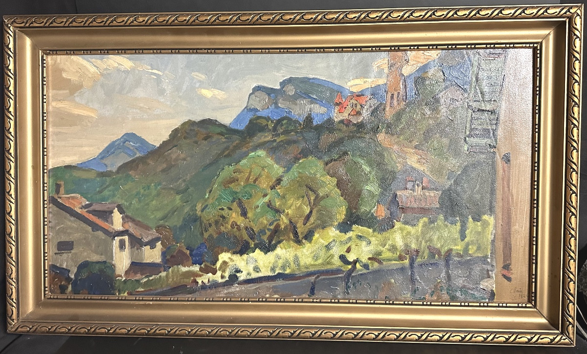 Jacques PERETTO 1879-1937 Claix 1926 Grande huile GRENOBLE Isère 38 