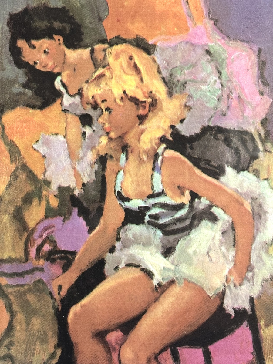 Pierre GRISOT 1911-1995 Rare sérigraphie 2 jeunes ballerines avant le concours de danse /4-photo-3