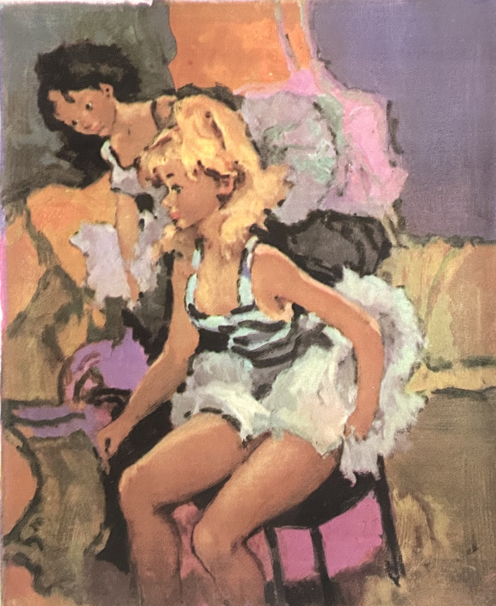 Pierre GRISOT 1911-1995 Rare sérigraphie 2 jeunes ballerines avant le concours de danse /4