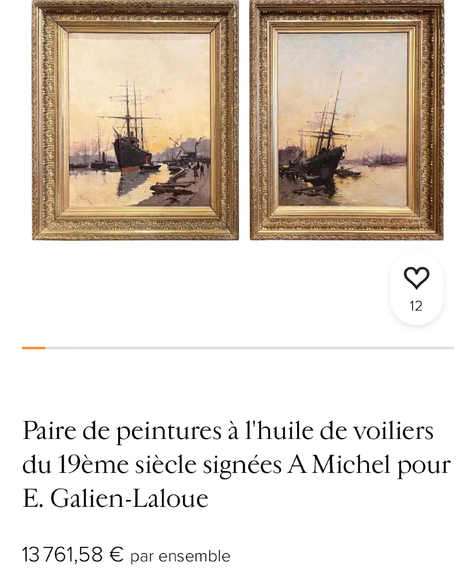 DANCOURT XIXe huile Voiliers dlg de Galien Laloue -photo-2