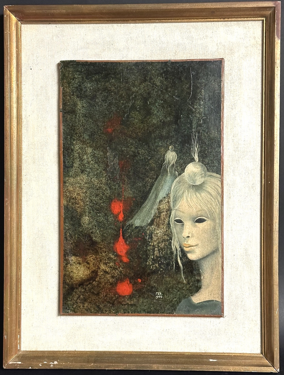 Tes Mme Mouton XXth Belgian Dreamlike Work With Oil Highlights From 1964 -photo-2