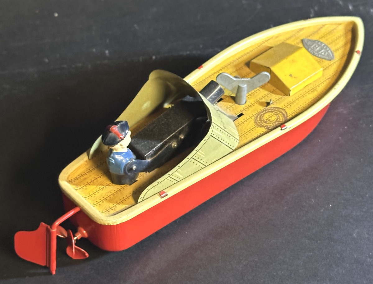 Vébé Unis Mechanical Toy Gun, Mint Condition, Lithographed Tinplate, With Its Key /2-photo-2