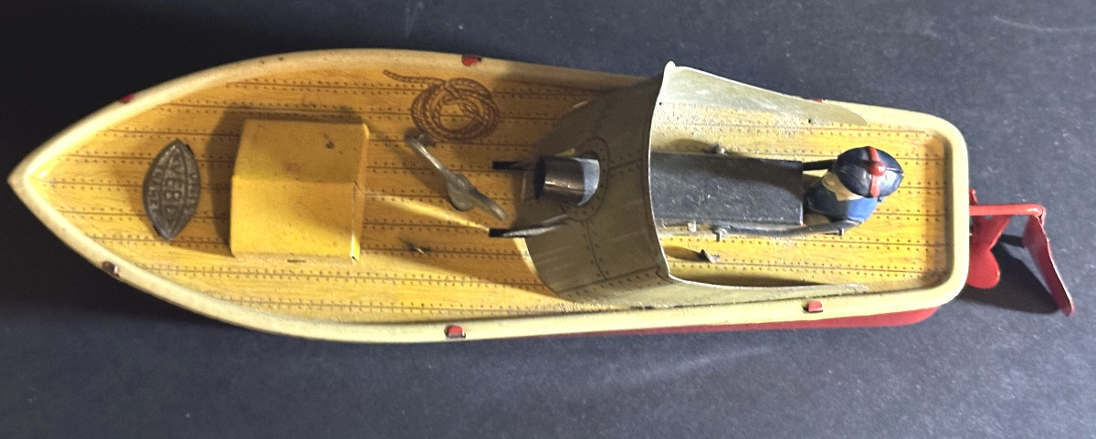 Vébé Unis Mechanical Toy Gun, Mint Condition, Lithographed Tinplate, With Its Key /2-photo-2