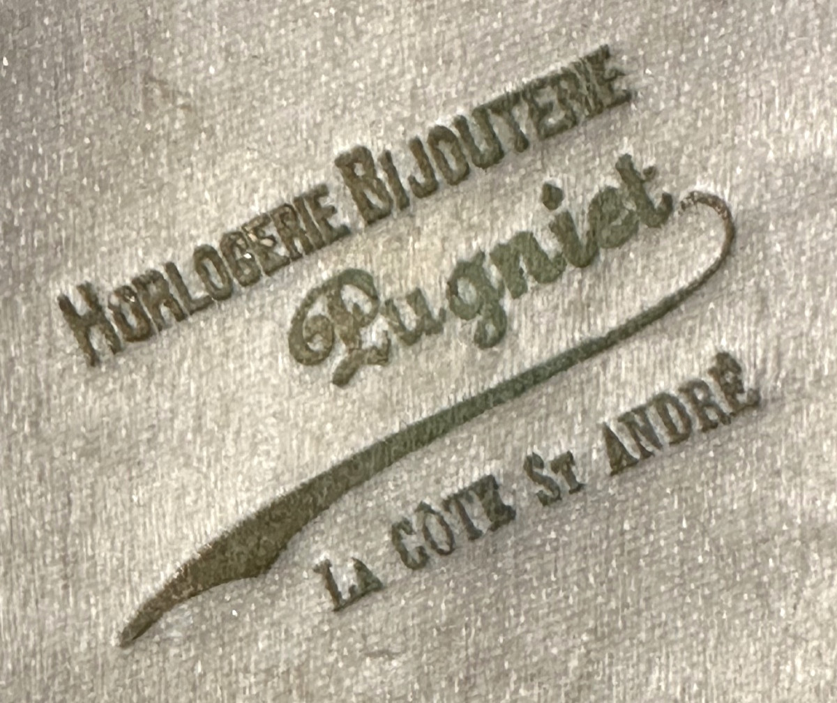 Antique Brooch And Earrings Set In A Case Pink Crystal With Gold Mounts.-photo-3