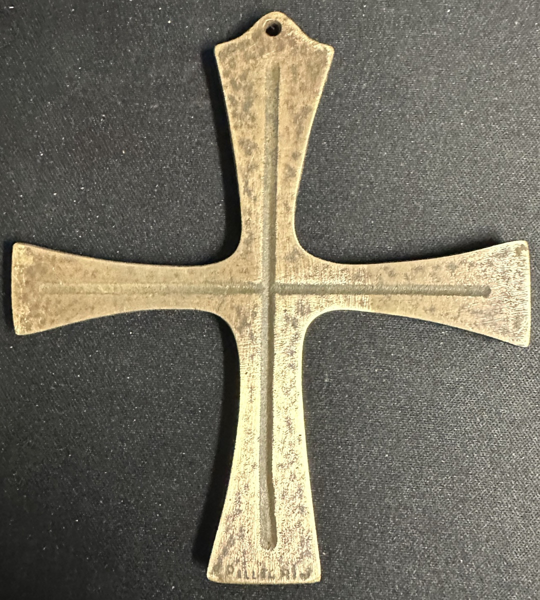 Elie PELLEGRIN Chamonix 1914-2001 croix en bronze et émaux signée Alpes guides de montagne-photo-2