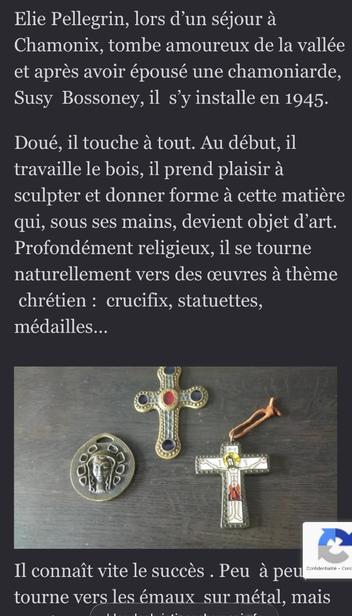 Elie PELLEGRIN Chamonix 1914-2001 croix en bronze et émaux signée Alpes guides de montagne-photo-4