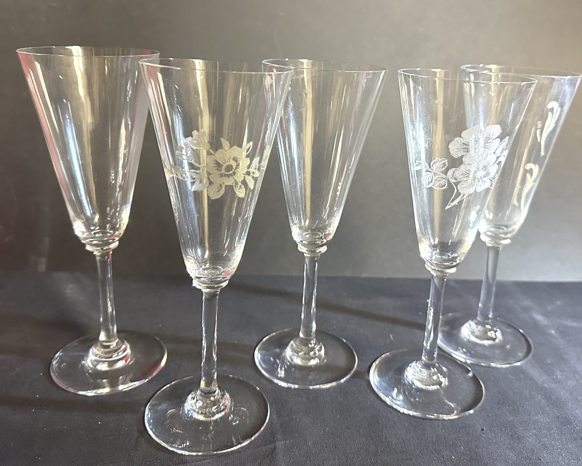 BACCARAT MUMM 5 flûte à champagne en cristal avec emboîtage parfait état -photo-2