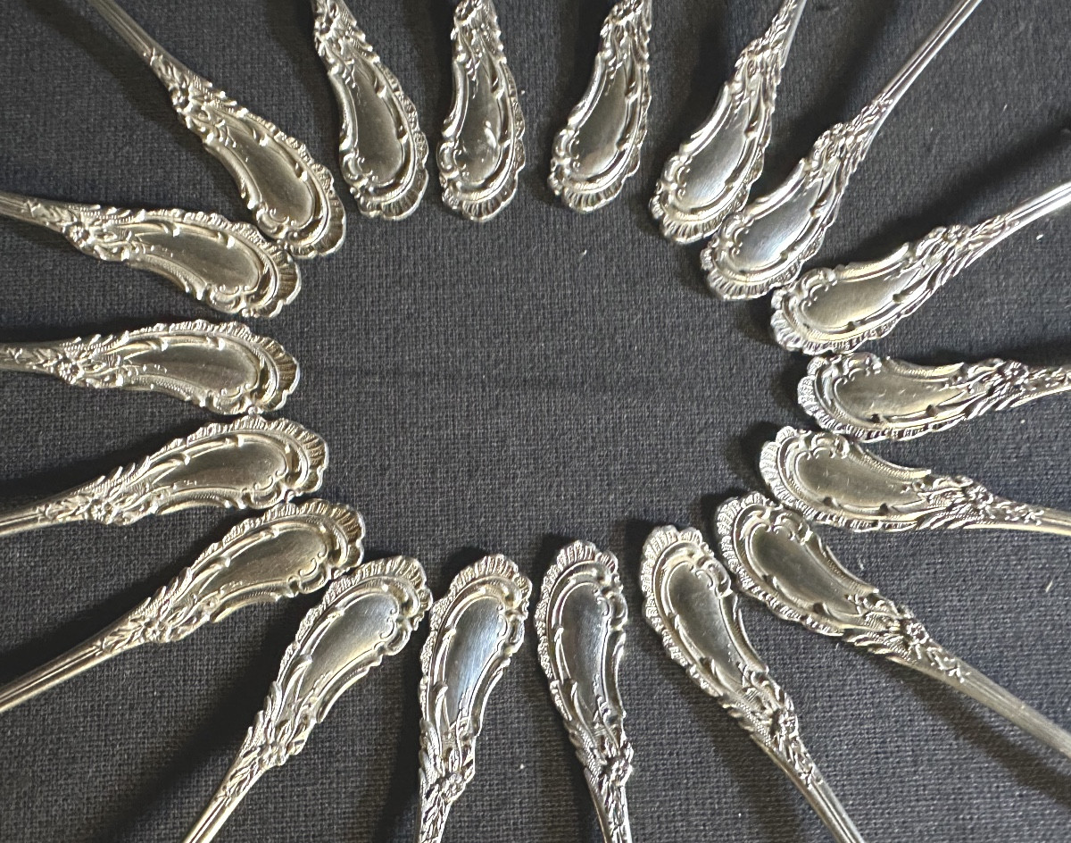 18 cuillères à moka Blason de Marquis dans leur écran d’origine Noblesse couronne très bon état-photo-3