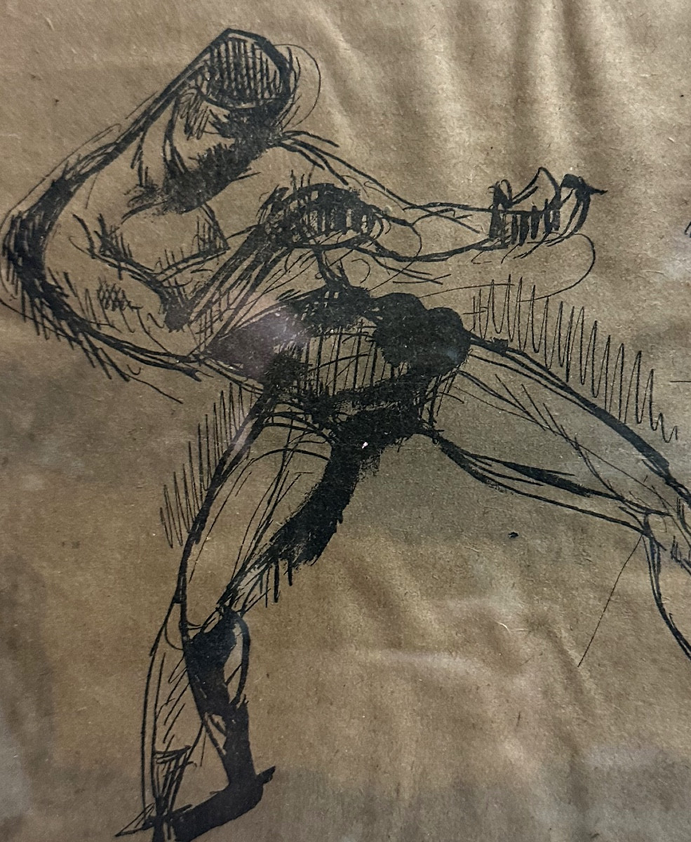 Boxeurs Art Deco encadrés Sport de combat 1930 -photo-3