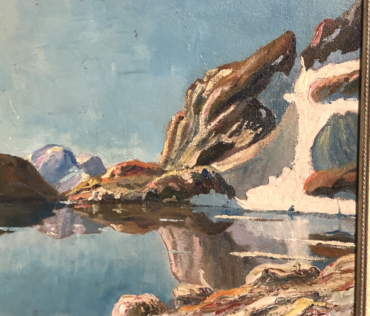 Paul JOUVET 1892-1981 Huile Lac de l’Eychauda Hautes Alpes montagne Massif des Écrins -photo-4