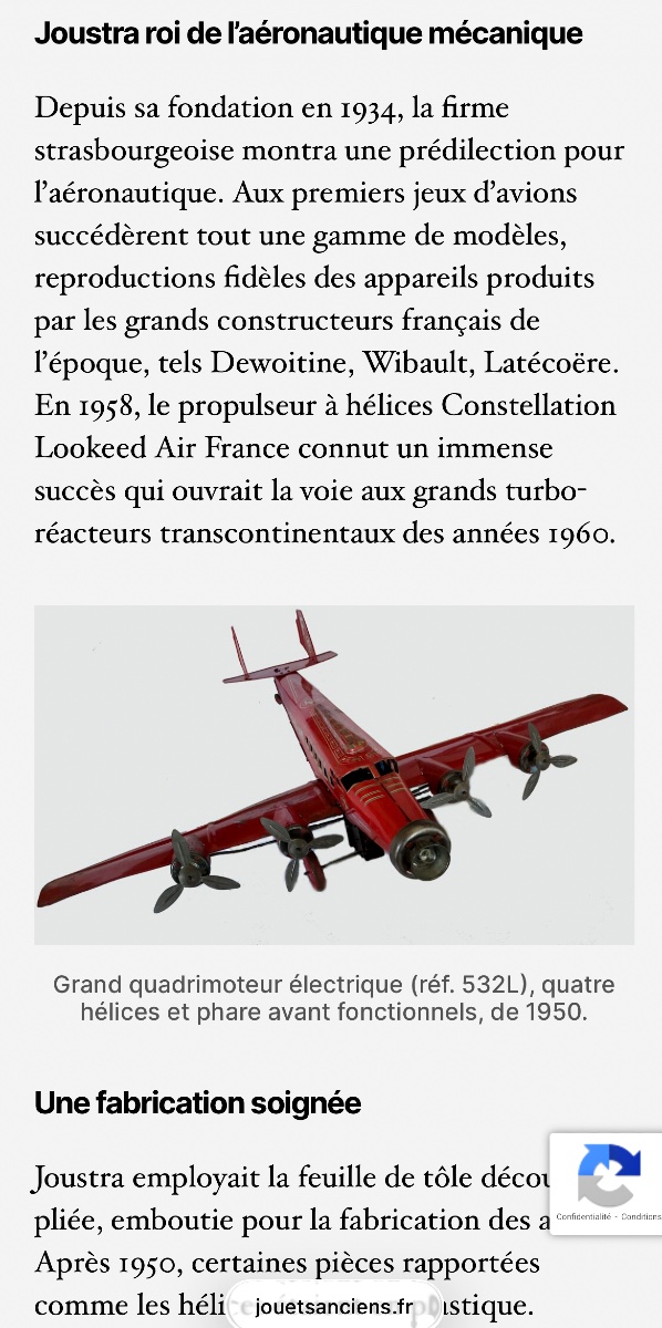 Vintage Joustra F-vol Wind-up Toy Airplane, Lithographed Tinplate, Propeller. Very Good Condition /10 -photo-4