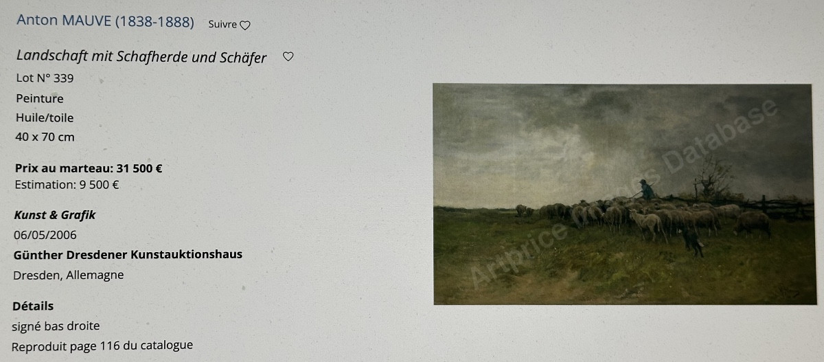 Anton MAUVE 1838-1888 Pays Bas Grande huile bergère et moutons au lever de soleil Van Gogh-photo-6