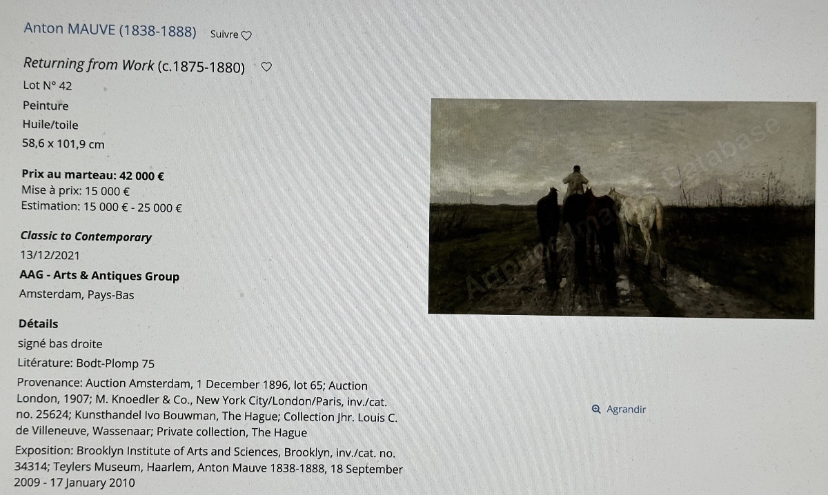 Anton MAUVE 1838-1888 Pays Bas Grande huile bergère et moutons au lever de soleil Van Gogh-photo-8