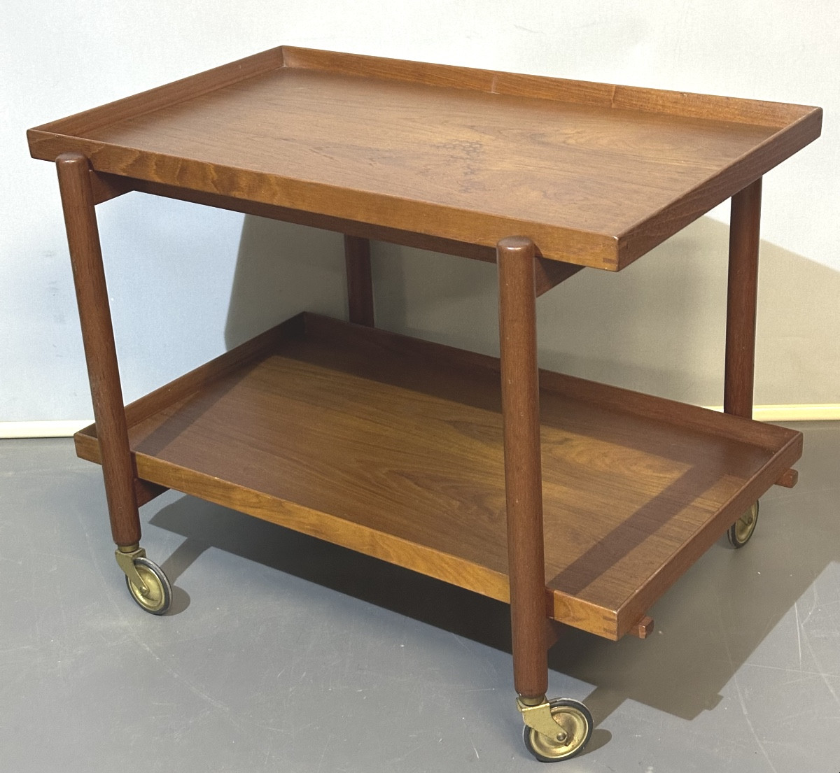 Poul Hundevad Rolling Serving Table For Vadrup Denmark 1960 Vintage Trolley Signed-photo-3