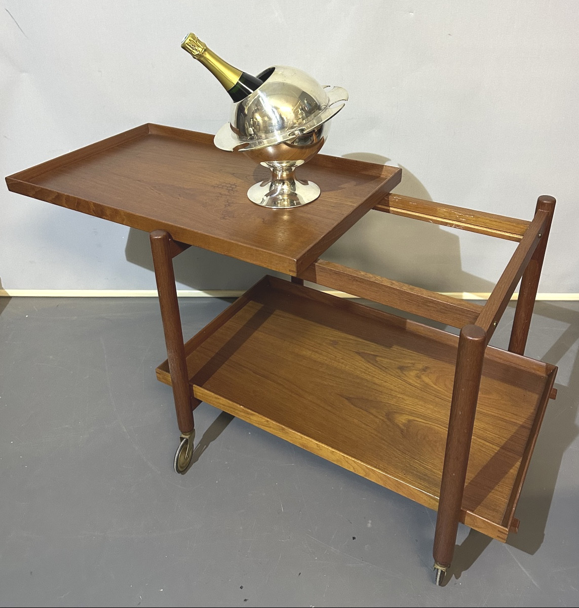 Poul Hundevad Rolling Serving Table For Vadrup Denmark 1960 Vintage Trolley Signed