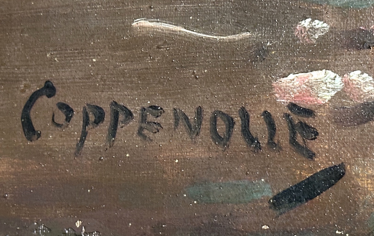 Jacques Van Coppenolle 1878-1915 Large Oil Painting, Barbizon Floral Composition, Flowers-photo-3