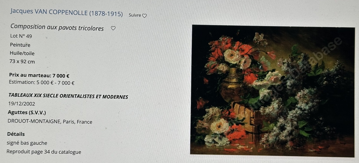 Jacques Van Coppenolle 1878-1915 Large Oil Painting, Barbizon Floral Composition, Flowers-photo-4