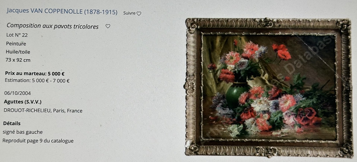 Jacques Van Coppenolle 1878-1915 Large Oil Painting, Barbizon Floral Composition, Flowers-photo-5