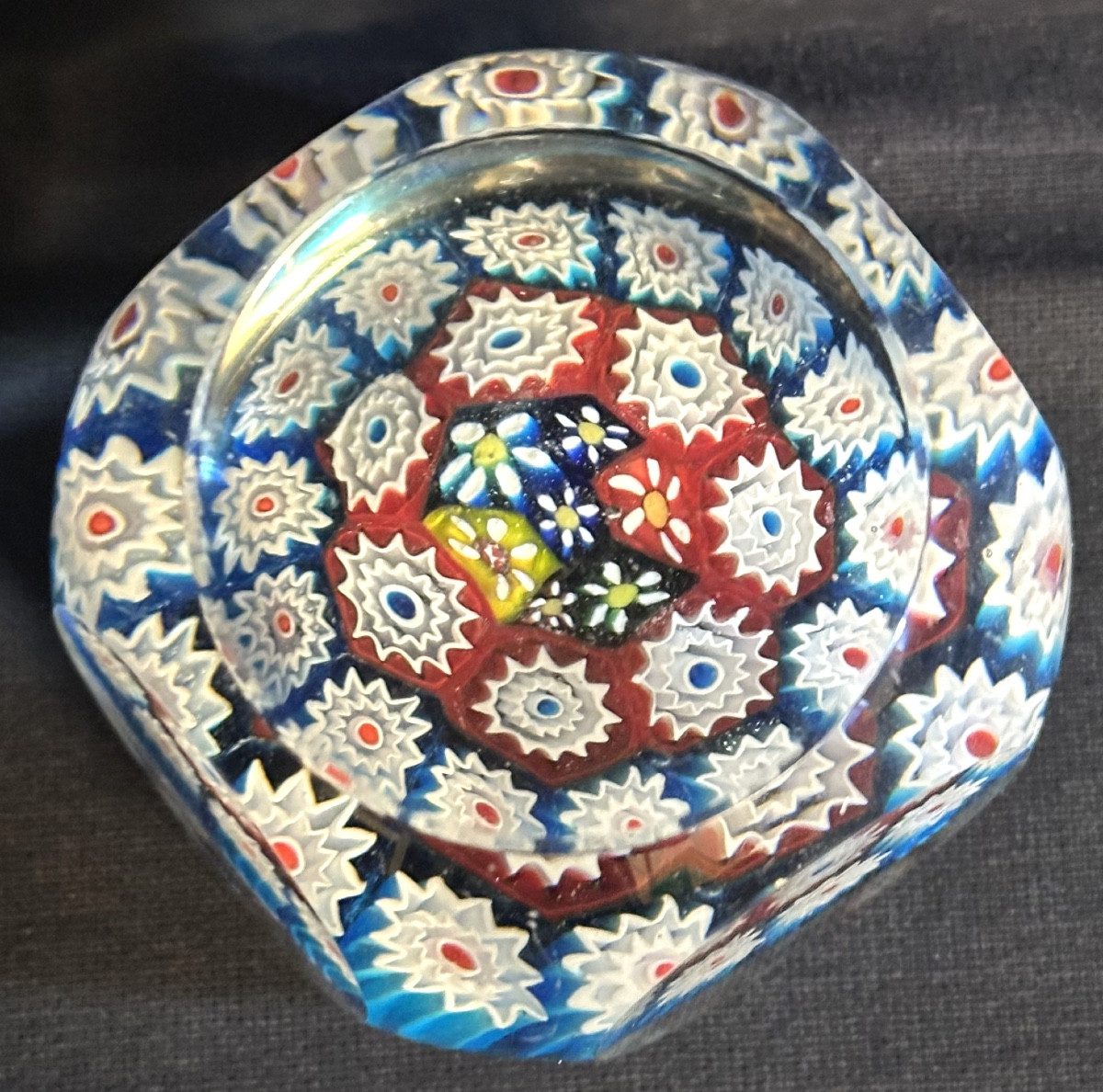 Millefiori Murano Paperweight With Cut Facets, Very Good Condition-photo-2