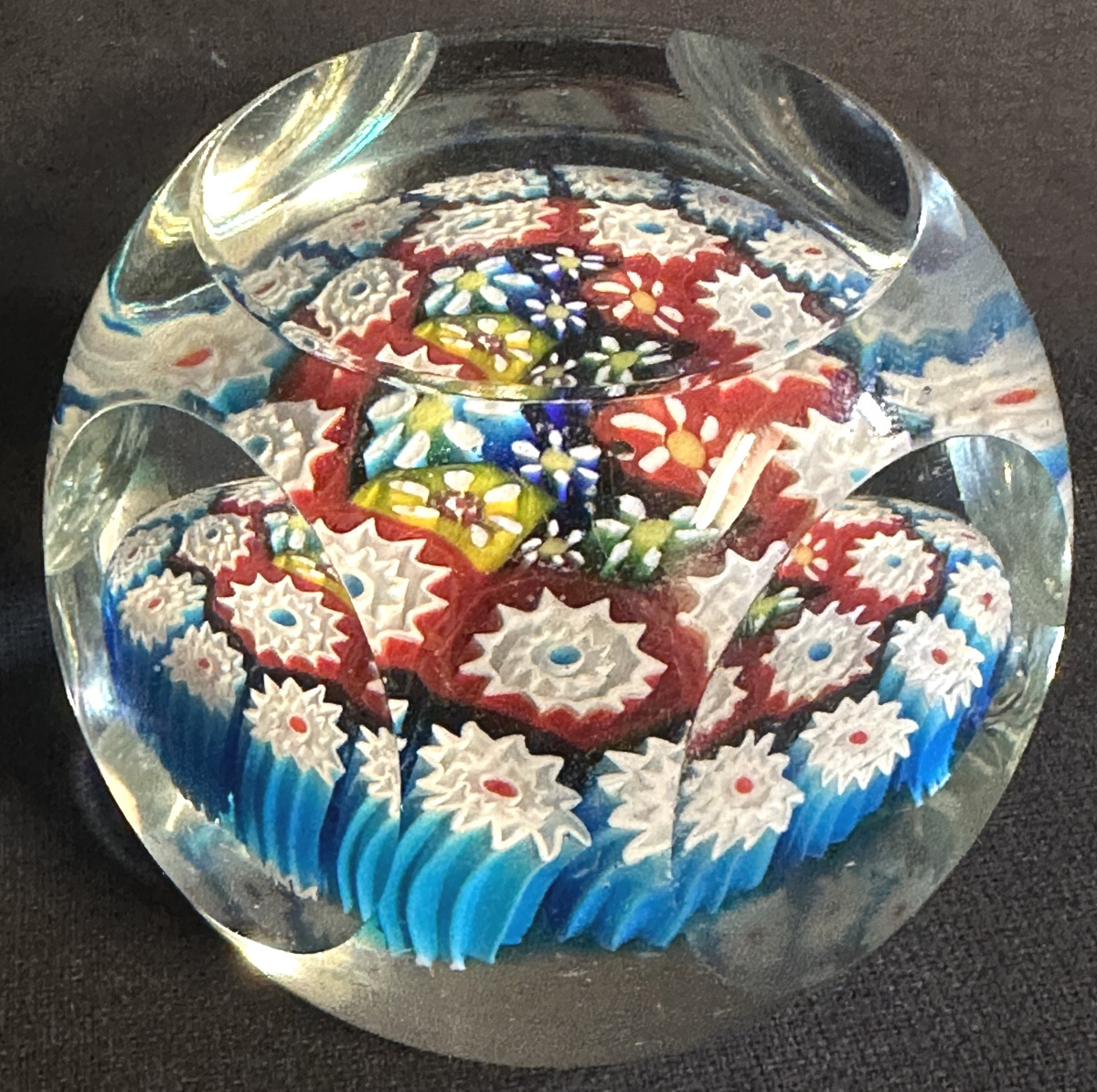 Millefiori Murano Paperweight With Cut Facets, Very Good Condition