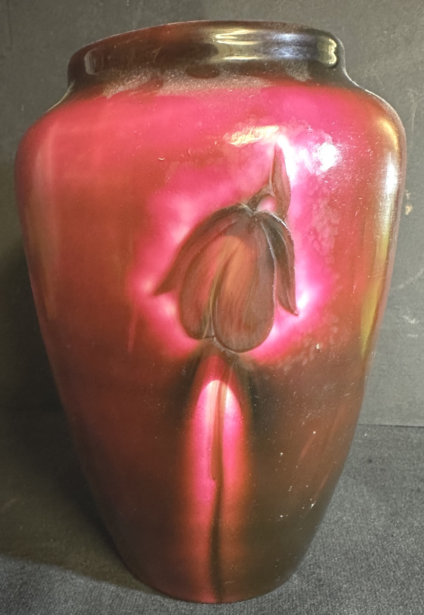 Attributed To Désiré Christian 1846-1907, Rare Vase Of Orchids In Engraved And Hammered Glass, Meisenthal -photo-3