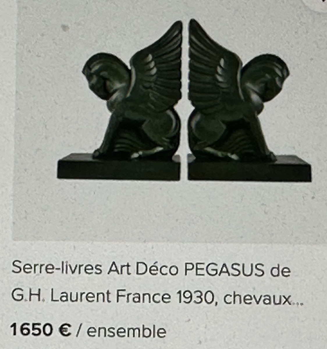 Gh Laurent 1880-1940 For Max Le Verrier Pegasus Pair Of Bookends 1930 Art Deco Referenced -photo-5