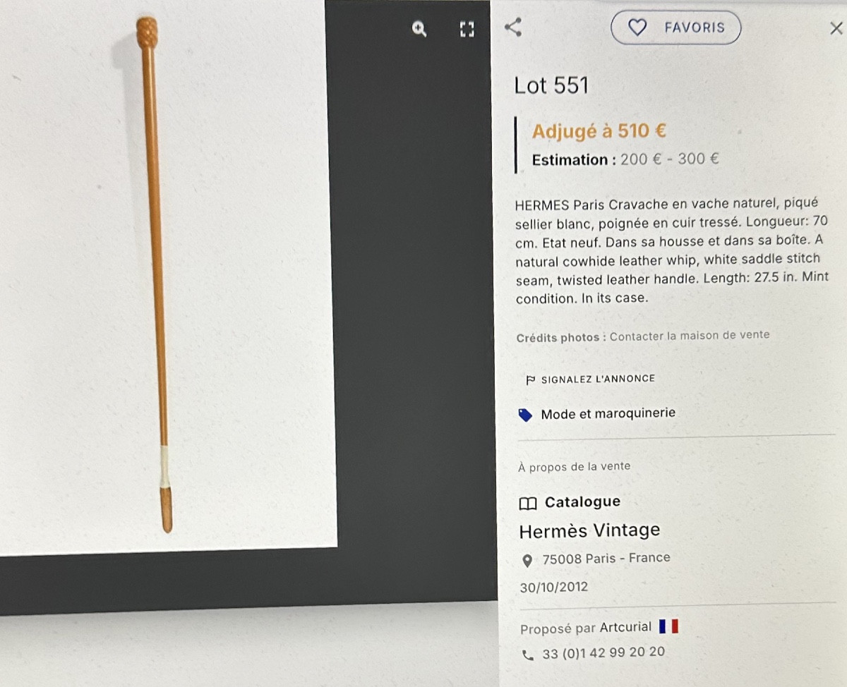 Hermès Soft Leather And Hackberry Riding Crop. Like New Condition In Its Original Box And Cover.-photo-6