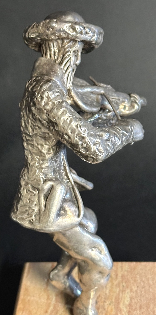 Large Silver Sculpture Ben Zion 925/1000 Standing Violinist Judaica Israel 15.6cm /5-photo-3