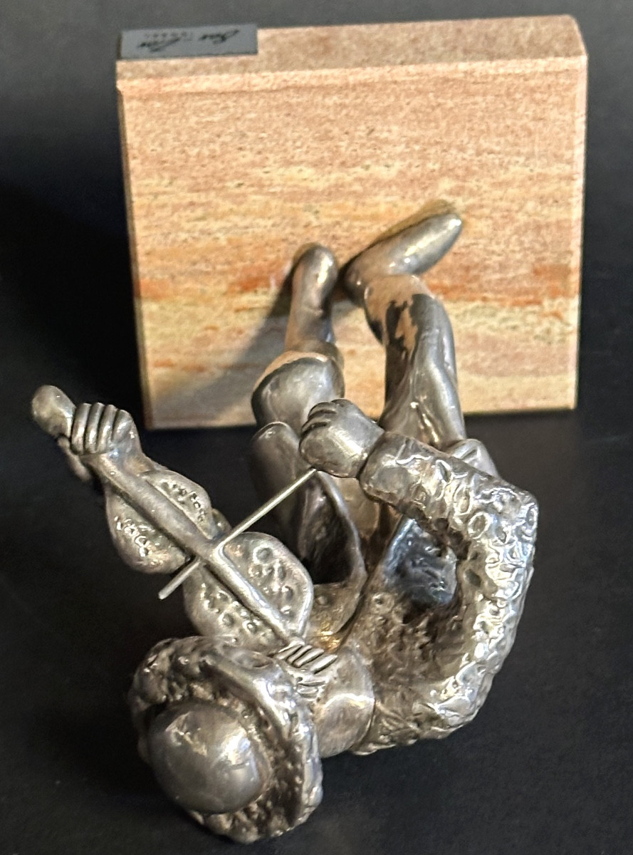 Large Silver Sculpture Ben Zion 925/1000 Standing Violinist Judaica Israel 15.6cm /5-photo-4
