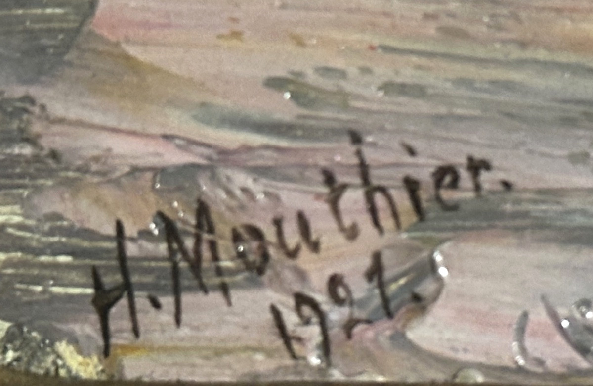 Hippolyte Mouthier 1880-1975 Oil Painting, Le Tenneverge, Griffe, Haute-savoie, Alps, Mountain -photo-3