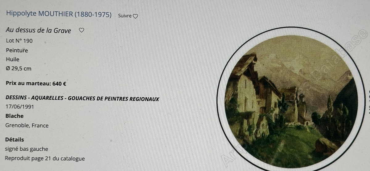 Hippolyte Mouthier 1880-1975 Oil Painting, Le Tenneverge, Griffe, Haute-savoie, Alps, Mountain -photo-2