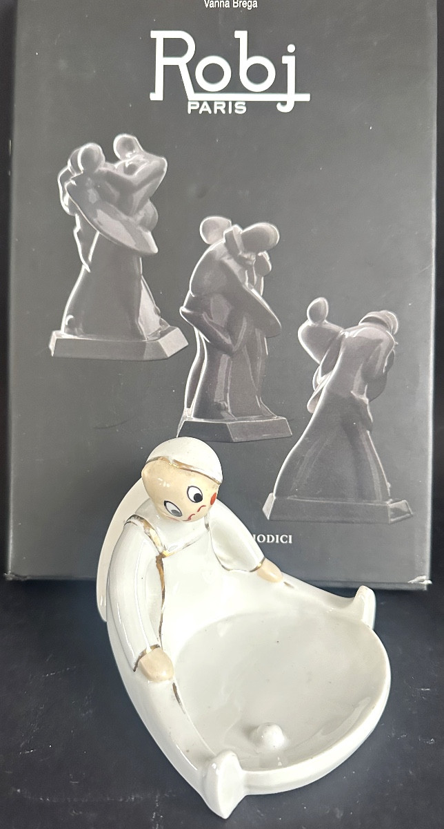 ROBJ Caddy golfeur en porcelaine signé Golf Art Deco sport-photo-2