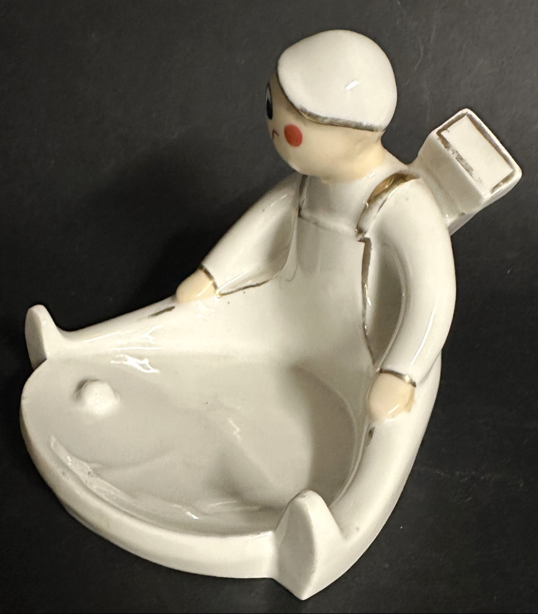 ROBJ Caddy golfeur en porcelaine signé Golf Art Deco sport-photo-3