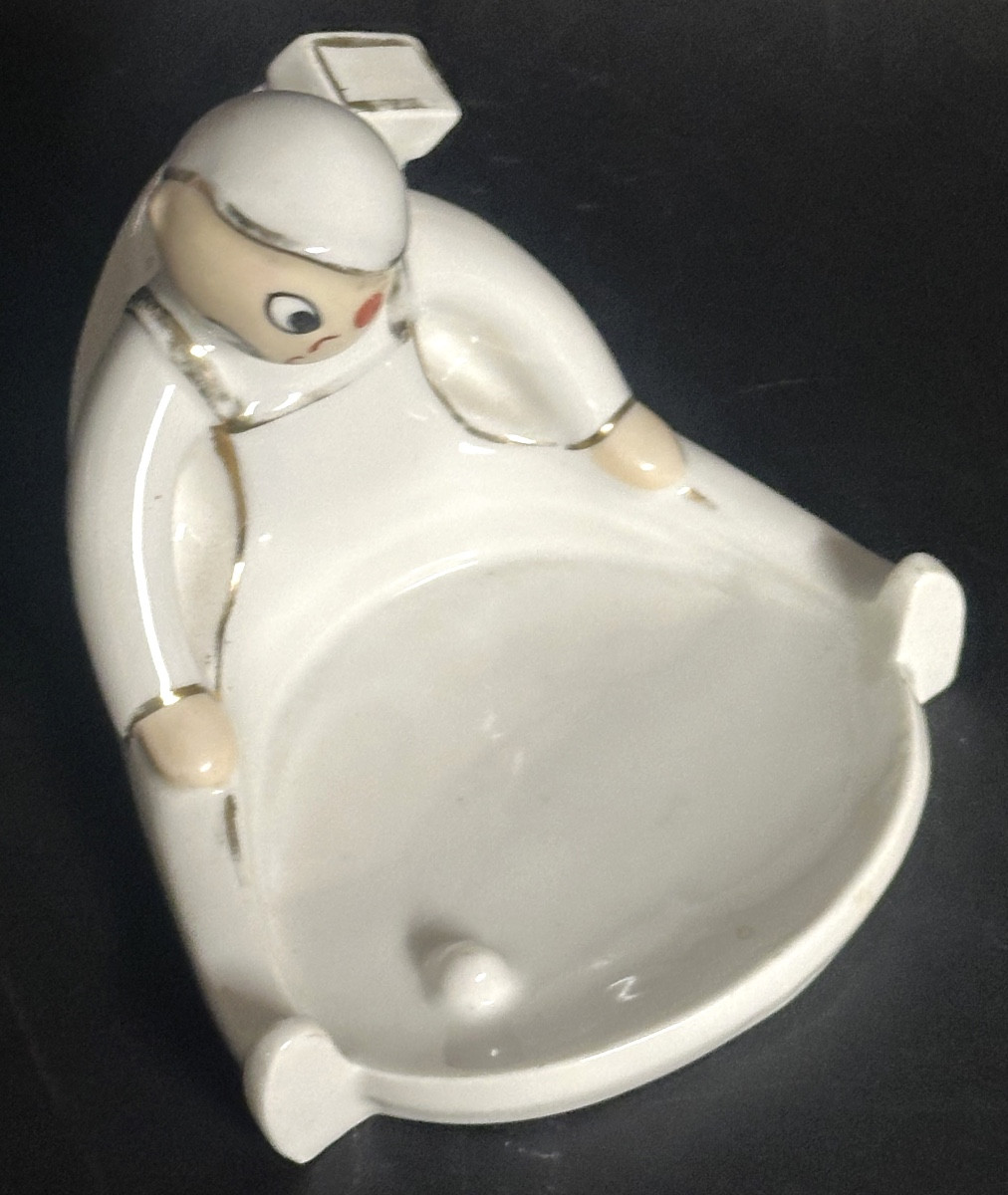 ROBJ Caddy golfeur en porcelaine signé Golf Art Deco sport-photo-3