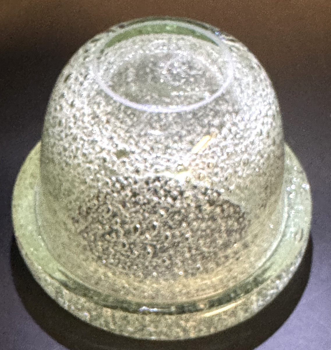 DAUM Nancy Très épais vase en verre bullé vert d’eau Art Deco 1930 Signé en très bon état-photo-3