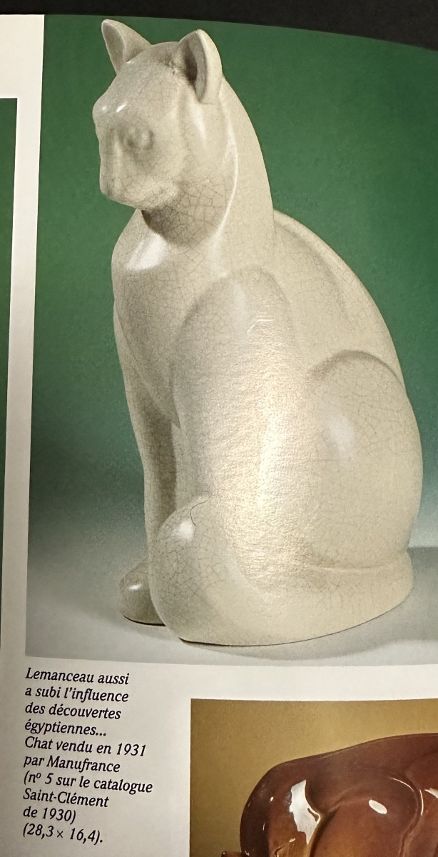 Charles LEMANCEAU 1905-1980 CHAT Art Deco siamois céramique St Clement 1930 en très bon état -photo-3
