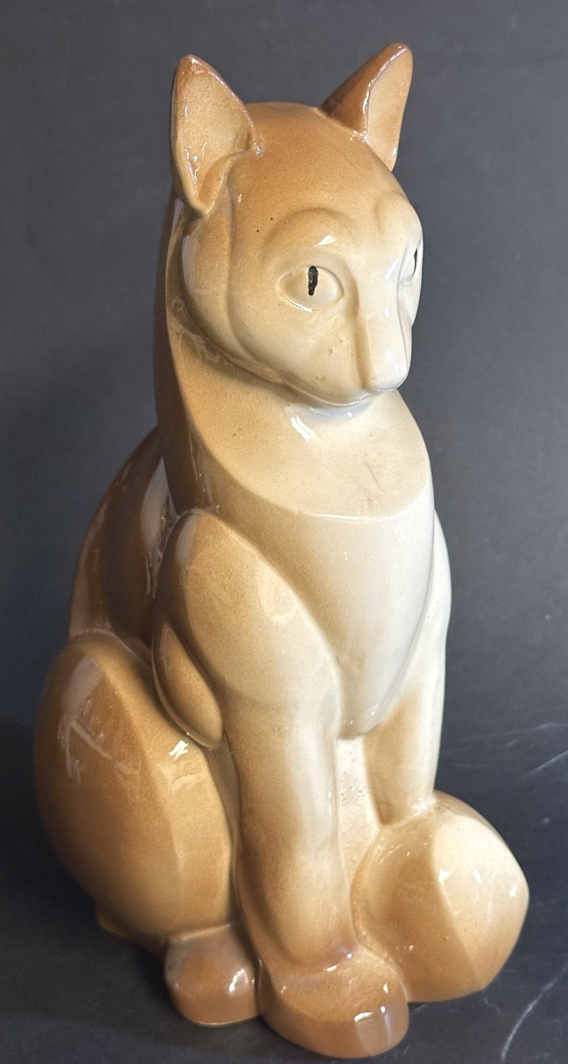 Charles LEMANCEAU 1905-1980 CHAT Art Deco siamois céramique St Clement 1930 en très bon état -photo-2
