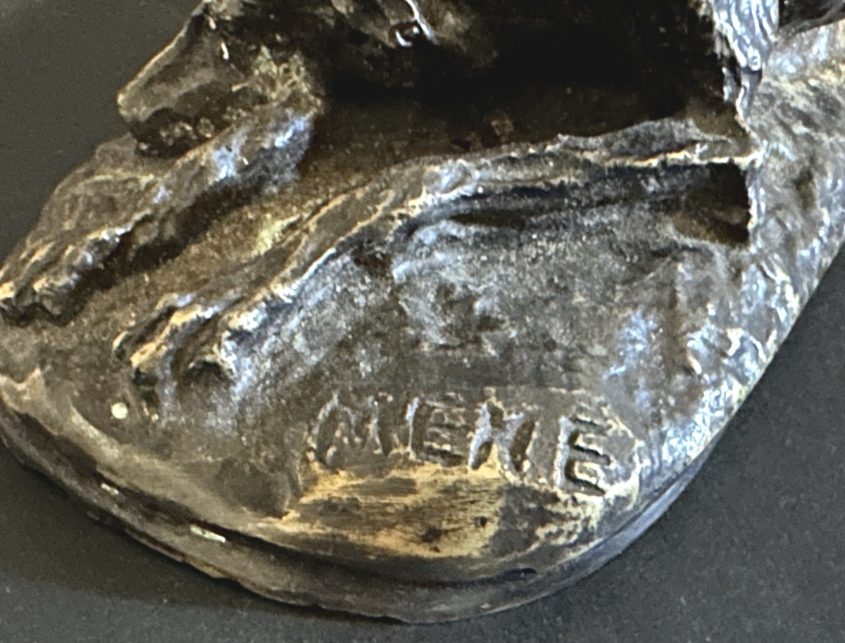 Pierre Jules MÈNE Bronze LÉVRIER COUCHÉ Sculpture chien 19e signée-photo-3