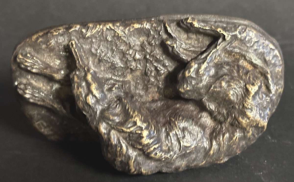 Pierre Jules MÈNE Bronze LÉVRIER COUCHÉ Sculpture chien 19e signée-photo-2
